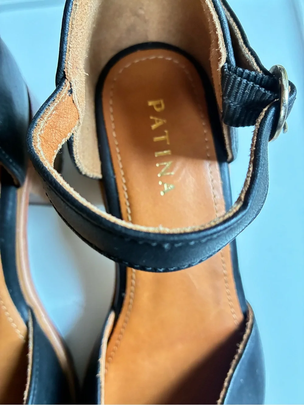 Patina Black Ankle-Strap Women’s Heels